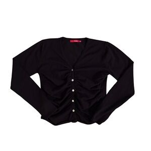 Y2K Folia Black Long Sleeve Ruched Cardi